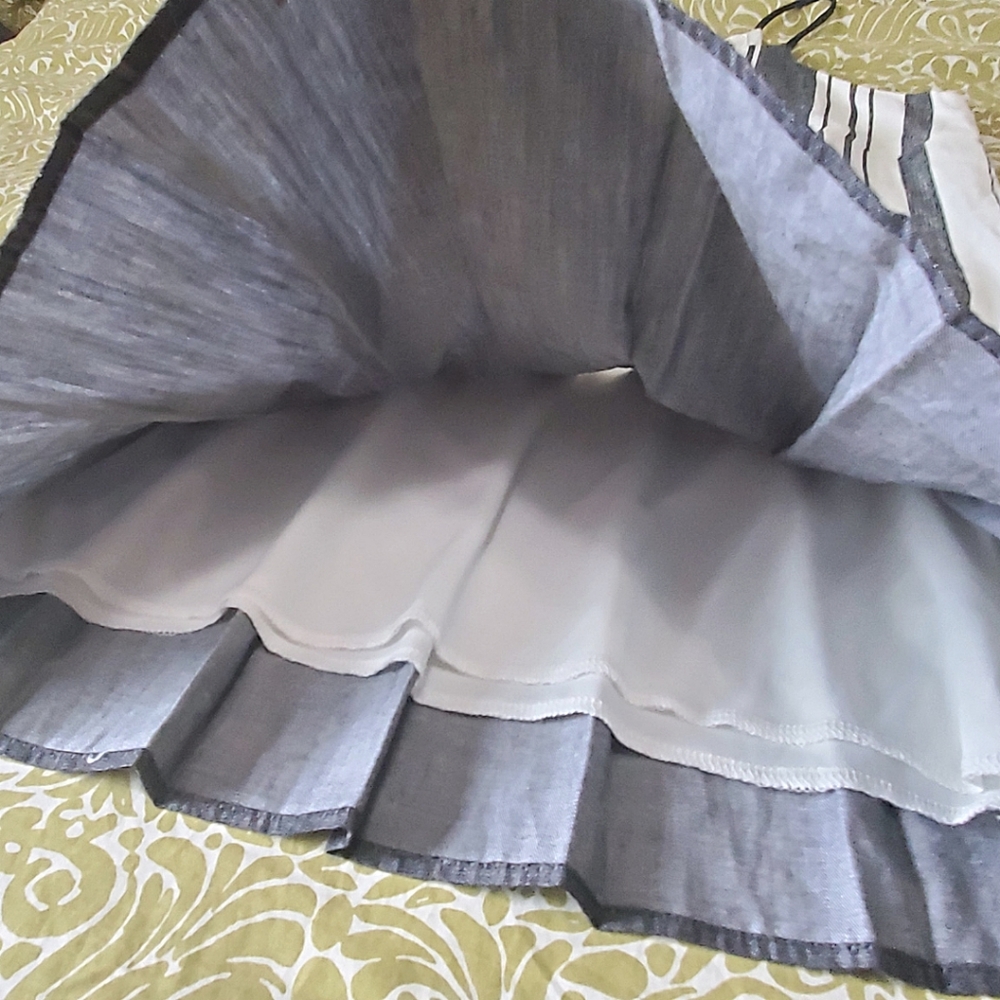 Mod Ref Linen Blend Gray And White Pleated Dress - image 3